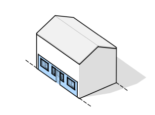 Axonometric of a two-story attached interior conversion